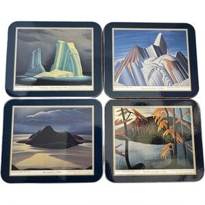 RARE Set of 4 Vintage Canadian Artist Lawren Harris Paintings Hard Coaster